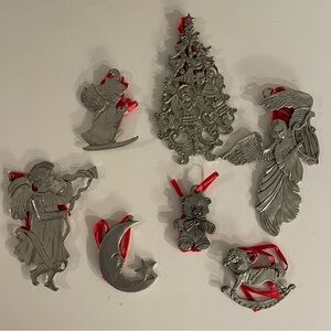Set of Pewter Holiday Ornaments